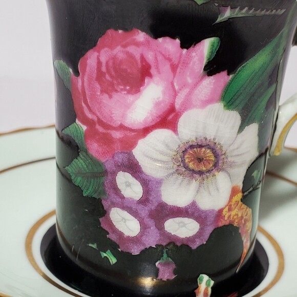 Paragon Small Teacup and Saucer Pink Purple White Flowers Vintage - Picture 3 of 12